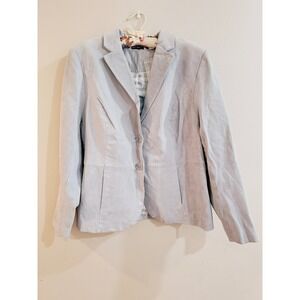 Isaac Mizrahi Live Womens Light Blue Leather Blazer Jacket Size 16 *See Descri